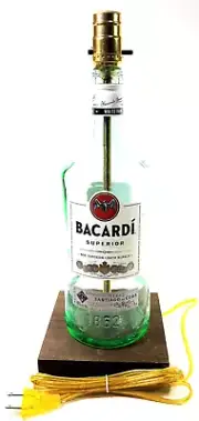 Handmade Bacardi Rum Large 1.75L Liquor Bottle Table Lamp Bar Lounge Desk Light