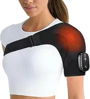 INNERZEN Cordless Shoulder Heating Pad, Heated Shoulder Support Brace with Vibration, Electric Shoulder Massager with Soothing Heat for Men Women, Muscle Pain Relief, Home, Office, Sports Use