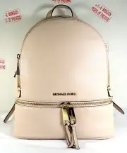Michael Kors Rhea Pebbled Soft Pink Leather Medium School Backpack Bag Purse