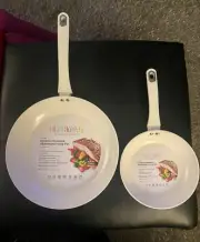 Everyday By Martha Stewart Set Of 2 Ceramic Non Stick AluminumFrying Pans 12”/8”