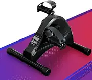[Everfit] Mini Exercise Bike, 80W Electric Pedal Exerciser Elliptical Cross Trainer Stepper Training Fitness Equipment Step Machine for Home Gym, Portable LCD Display Anti-Slip Mat Remote Control Black