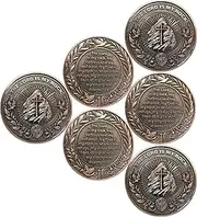 Inspirational Christian Challenge Coin - The Lord is My Rock - Zinc Alloy, 1.57 Inch Diameter, Psalms 18:2 Scripture, Protective Case Included (Pack of 6)