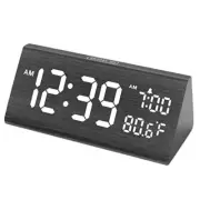 Wooden Digital Alarm Clock for Bedroom - 7.7" Electric Clocks with Black Wood