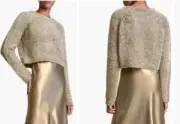 All Saints Women’s Sweater Rosetta Tinsel Metallic Khaki Gold Sz M NWT