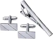 DRBASJHFO Necktie Bar Pinch Clip,Classic Tie Clips, Cufflink Set Striped Gift Wedding Sturdy Shirt Jewelry Party Business Casual Accessories Tie Clip Adult