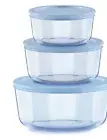 Pyrex Simply Store Glass Storage Set with Blue Lids - 6 Piece Set