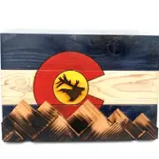 Elk Colorado Flag Wooden Wall Art 15"x10" 5280 Hunting