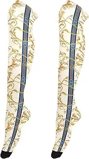 [Caihoyu] Knee-High Socks Women Stretchable Long Knee-High Stockings Thigh Highs Cosplay Socks for Special Occasions Baroque Pattern, Baroque Pattern