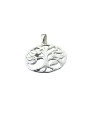 Sterling Silver Valentine Gift Tree of Life Pendant 14K White Gold Plated