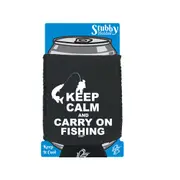 Dw Keep Calm And Carry On Fishing - Funny Novelty Stubby Holder With Base