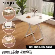 SOGA 80cm Modern White Square Table with White Legs for Home Decor