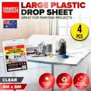 4x Drop Sheet Clear Plastic Reusable Strong Durable 6m x 4m Handy Hardware® NEW