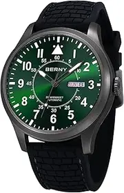 [BERNY] Men's Automatic Mechanical Watch Self Winding Watches Water Proof 20ATM Sapphire Glass Scratch Resistant Super Luminous with Oversize Dial