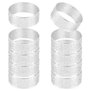 10 Pack 5Cm Stainless Steel Tart Ring, Heat-Resistant Perforated Cake Mousse Ring, Round Ring Baking Tools Silver