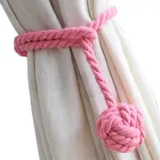 Curtain Tiebacks - 2/4 PCS Handmade Rural Decorative Curtain Holdbacks (Pink)