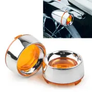 Turn Signal Visor Ring Amber Lens Cover Fit For Harley Softail Dyna Touring FLHX