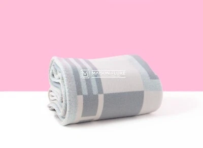 HERMES AUTHENTIC GRAY GRIS PERLE ITHAQUE BLANKET WOOL CASHMERE THROW AVALON H