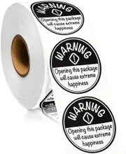 Adorable Warning Sticker Extreme Happiness Labels for Business Gift Packaging 500pcs Round Black And White Stickers Labels