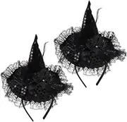 [CZSHEYDOKI] Toddler Tiara 2Pcs Witch Hat Headband Halloween Headband Witch Hat Headpiece for Costume Halloween Costume Party Purple Kids Tiara