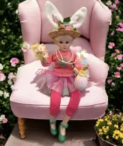 Easter Spring Bunny Fairy Elf Shelf Sitter 18” Posable Mantel Tabletop Decor