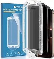 [3-Pack] T Tersely Privacy Screen Protector for iPhone 16 Pro (6.3inch) with Auto Alignment Kit, Private Matte Anti-Spy Tempered Glass Case-Friendly Curved