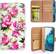 Galaxy S20 FE 5G Wallet Case,Bcov Pink Flowers Multifunction Leather Phone Case Flip Cover with Multi Card Slots Pocket Wrist Strap for Samsung Galaxy S20 FE 5G / S20 Fan Edition