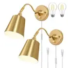TRLIFE Wall Sconce Plug in, Dimmable Wall Sconces Adjustable Gold Wall Lights...