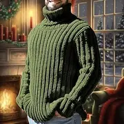 Men's Turtleneck Sweater Sweater Pullover Sweater Jumper Ribbed Cable Knit Cropped Knitted Turtleneck Modern Contemporary Daily Wear Going out Clothing Apparel
