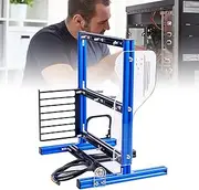 SustVita Aluminum Open Air Computer Case, Vertical Motherboard Chassis Kit, DIY ITX MATX ATX Test Bench (Blue Black)