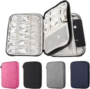 Electronics Organizer, 2 Layer Electronic Accessories Organizer Travel Storage Bag for Charging Cable, Phone, Power Bank, Mini Tablet (Up to 7.9''), Make up Organizer Bag for Traveling (Black)
