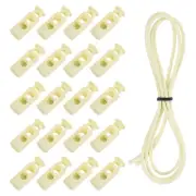 25 Pcs Double Hole Cord Locks with Elastic Cord, Beige
