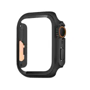 For Apple Watch SE,44-mm Case,Glass PC Integrated Case,Black Orange