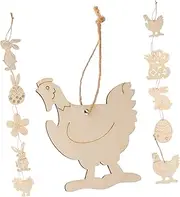 50pcs Wood Chip Egg Ups Unfinished Bunny Cutouts Decorations Props Bulk Wooden Egg Chips Decor Eggs Wooden Slices Wood Flower Cutouts Beige Rope