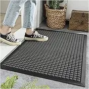 Outdoor Terrace Entry Door Mats Rubber Household Anti-Slip Proof Scratch-Resistant Carpet Rug(Gray,45x75 cm)