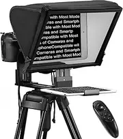 TX12P All-Metal Teleprompter DSLR/Tablets/Phones Tool-Free Setup Wireless Remote No Plastic Parts