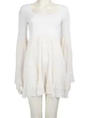White Lace Pattern Knit Dress
