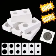 600x 6 Size CARDBOARD COIN HOLDER Staple Coin Holder Display Clear Window Folder