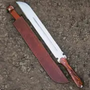 26 Inch Handmade Carbon Steel FULL TANG Hunting Sword With Leather Sheath