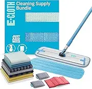 E-Cloth 13 Piece Cleaning Supply Bundle, Premium Microfiber Cloth and Mop Supplies, Ideal Cleaner for Glass, Window, Bathroom, Floor, Stainless Steel, Cast Iron, 100 Wash, Assorted Colors