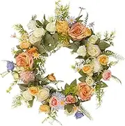 B Baosity 45cm Decorative Rose Wreath for Front Door, Ideal for Celebrations and Indoor Use