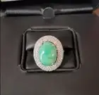 Emerald Ring with White Sapphire Stones/Platinum Over Silver White LAB CREATED