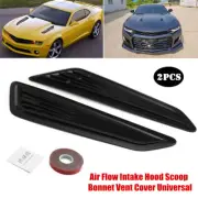 2PC×Air Flow Intake Hood Scoop Bonnet Vent Cover Universal Black Car Decor Trims