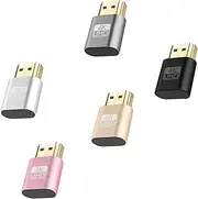 tunghey 5Pack 4K HDMI Dummy Plug, Virtual Monitor Display Emulator, Headless Display Adapter Supports up to 3840x2160@60Hz, 1080@120Hz DVI EDID Emulator Silver/Black/Gold/Gray/Rosegold