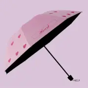 Pink Love Hearts Design UV Protection Three-folding Rain and Sun Umbrella