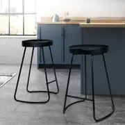 2x ALFORDSON Bar Stools 65cm Tractor Black