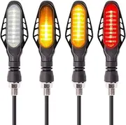 [New Version]Kinstecks 4PCS Motorcycle Indicators Flowing Turn Signal Lights Motorbike Turning Indicators Daytime Running Lights Taillights Brake Lights 12V for Motorcycle Motorbike-Transparent Shell