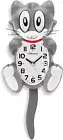 18 Inch Large 3D Cat Wall Clock Battery Operated with Moving Eyes and Pendulum T