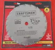 4 - Craftsman USA 7-1/4" Circular Saw Blades 20-tooth Chisel 40T Cut / Rip 32300