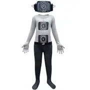 Kids Skibidi Toilet Cosplay Costume Loudspeaker Jumpsuit Mask Outfits Set Halloween Party Fancy Dress Gifts - 4-5Years