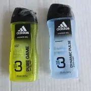 Men's Adidas Shower Gel X2, Dymatic Pulse And Power Game 8.4 0z. each
